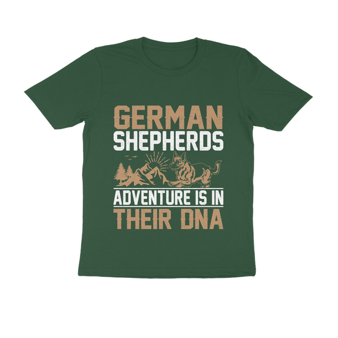 Round Neck Adventure and German Shepherd T-Shirt for Men