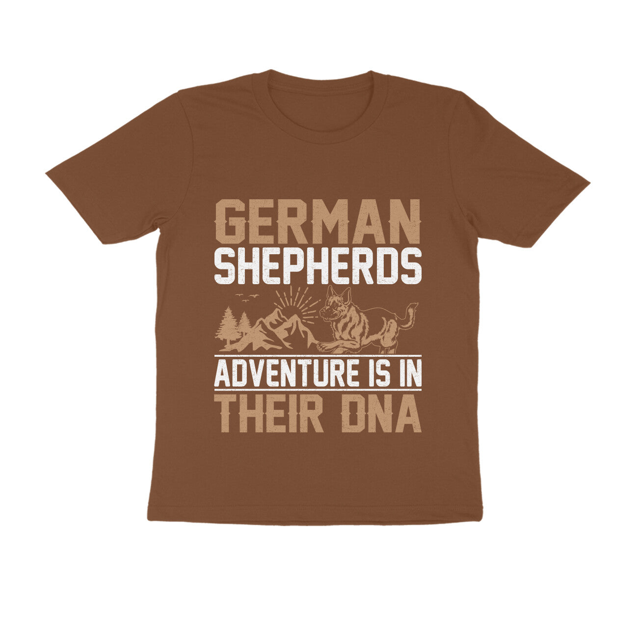 Round Neck Adventure and German Shepherd T-Shirt for Men