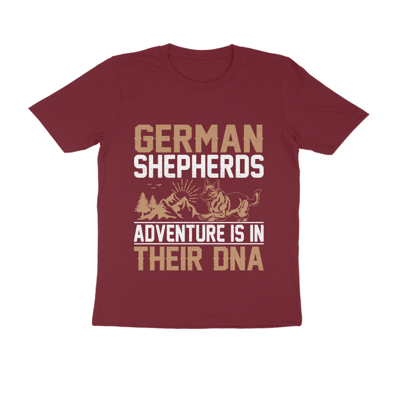 Round Neck Adventure and German Shepherd T-Shirt for Men