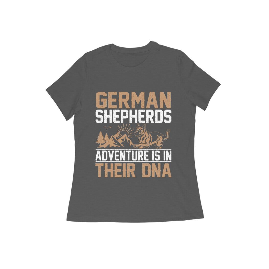 Round Neck German Shepherd and Adventure T-shirts for Women