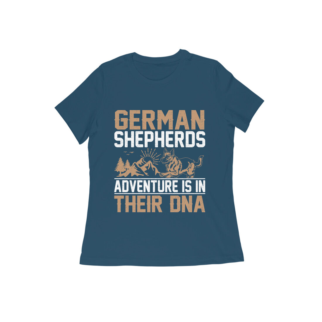 Round Neck German Shepherd and Adventure T-shirts for Women