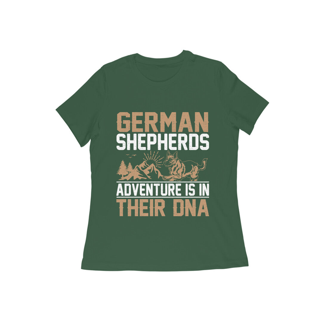 Round Neck German Shepherd and Adventure T-shirts for Women
