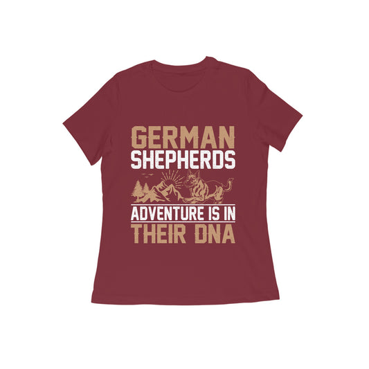 Round Neck German Shepherd and Adventure T-shirts for Women