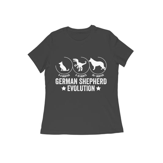 Round Neck German Shepherd Evolution T-shirt for Women