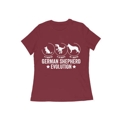 Round Neck German Shepherd Evolution T-shirt for Women