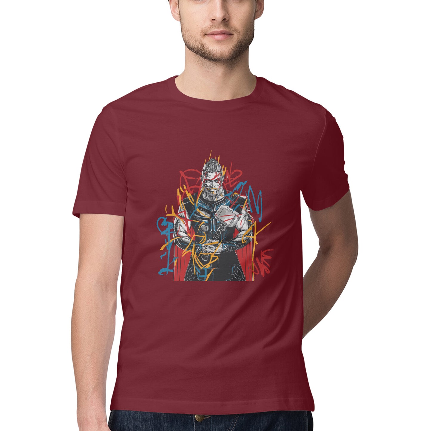 Round Neck Thor Graphic T-Shirt for Men
