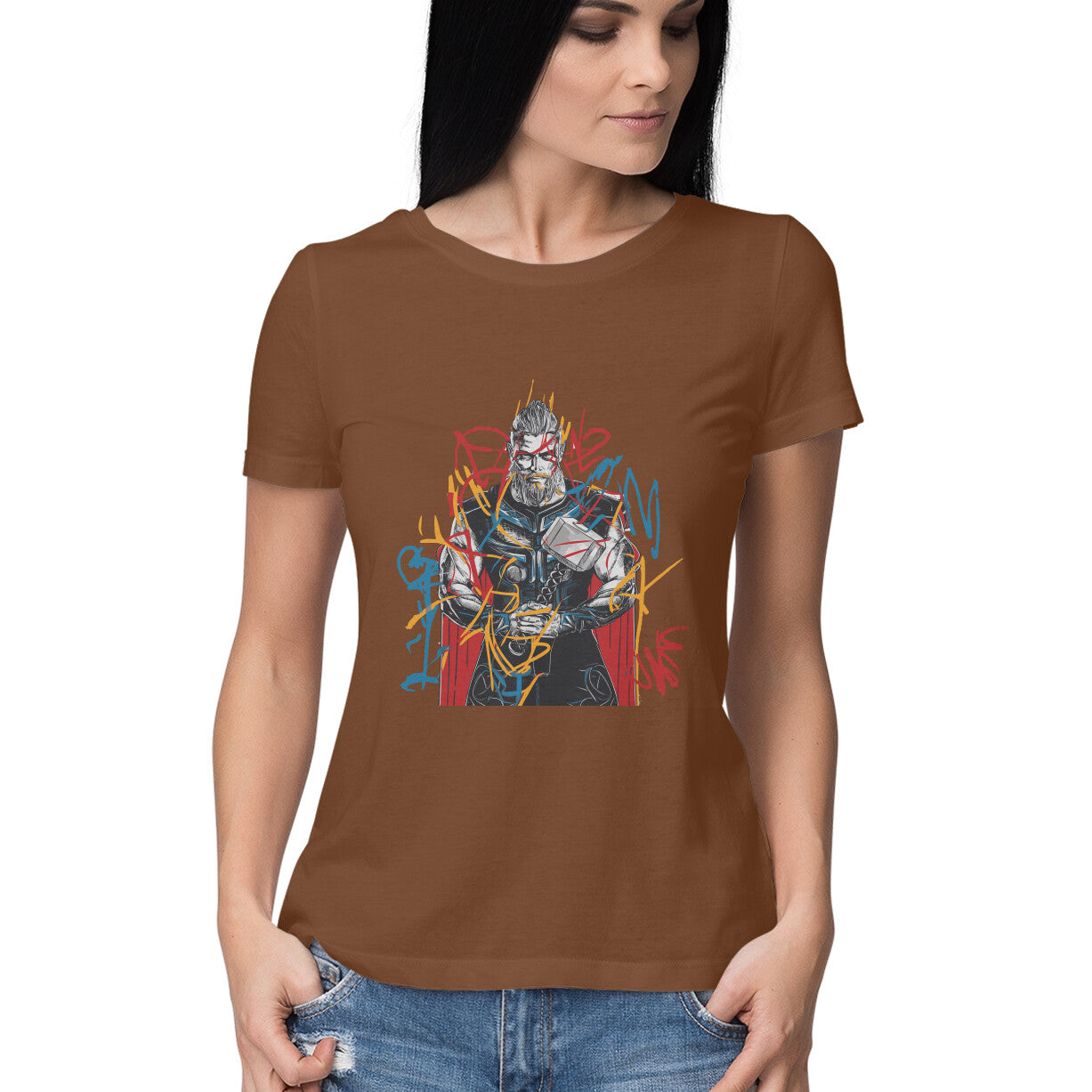 Round Neck Thor Graphic T-Shirt for Women