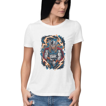 Thor Round Neck Superhero T-Shirt for Women