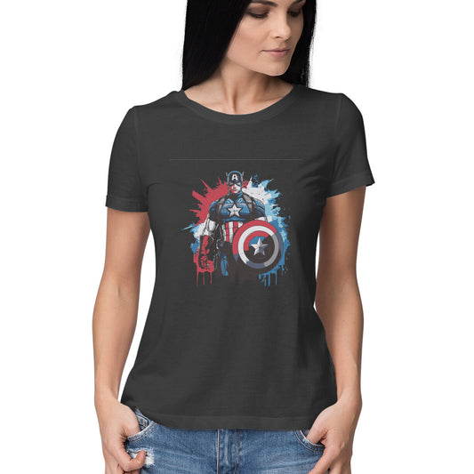 Round Neck Captain America T-Shirt for Women