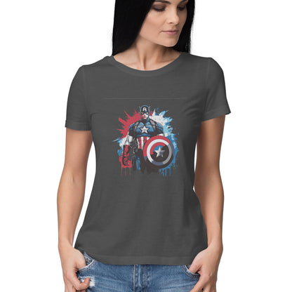 Round Neck Captain America T-Shirt for Women