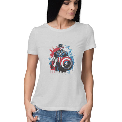 Round Neck Captain America T-Shirt for Women