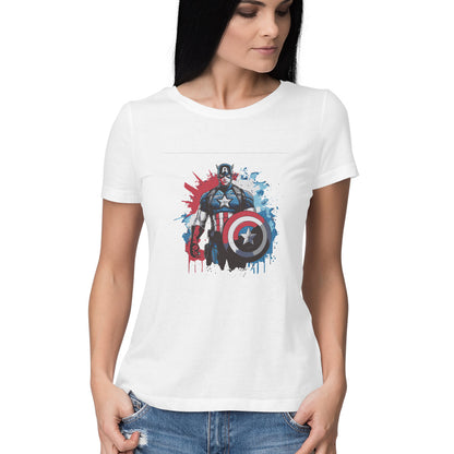 Round Neck Captain America T-Shirt for Women