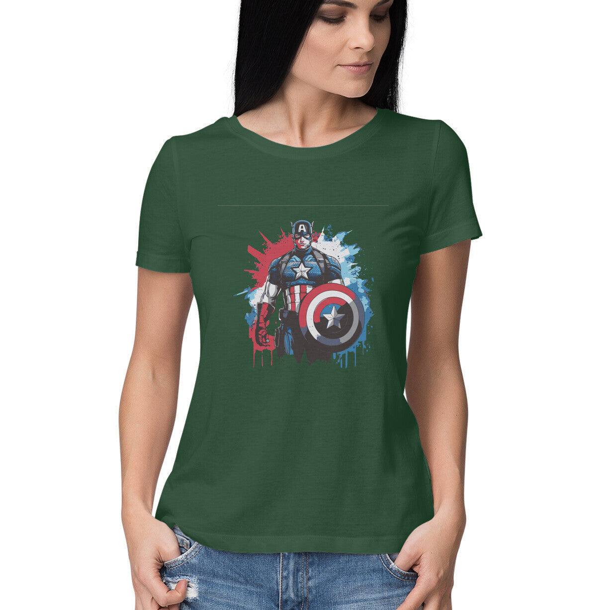 Round Neck Captain America T-Shirt for Women
