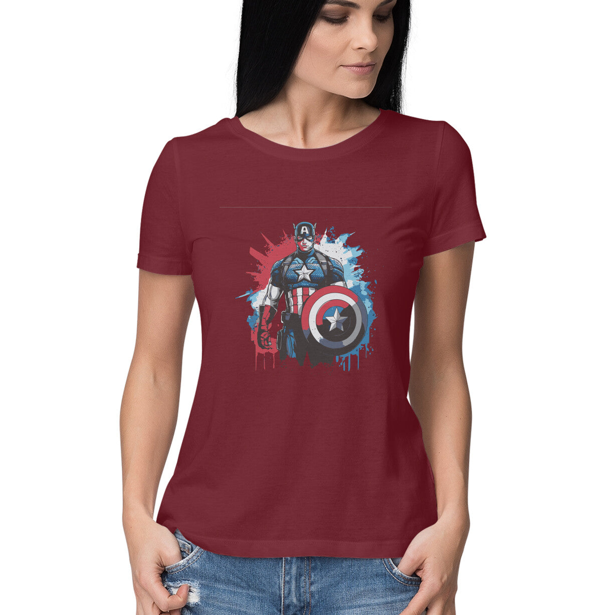 Round Neck Captain America T-Shirt for Women