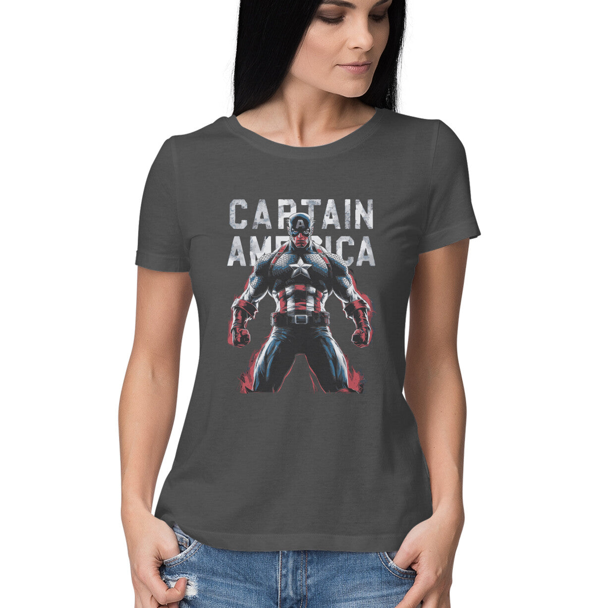 Regular Fit Captain America T-shirt for Women