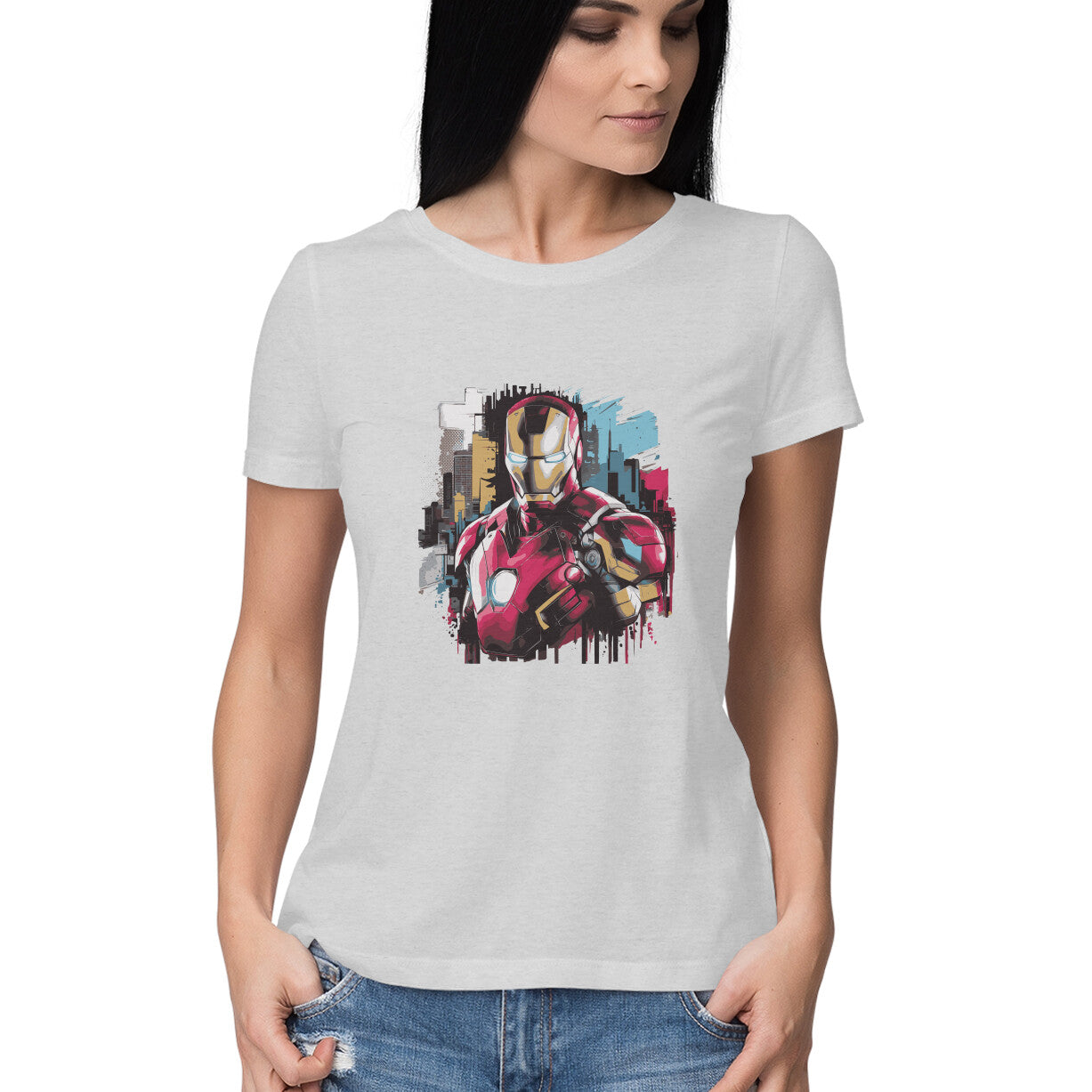 Round Neck Iron Man T-Shirt for Women
