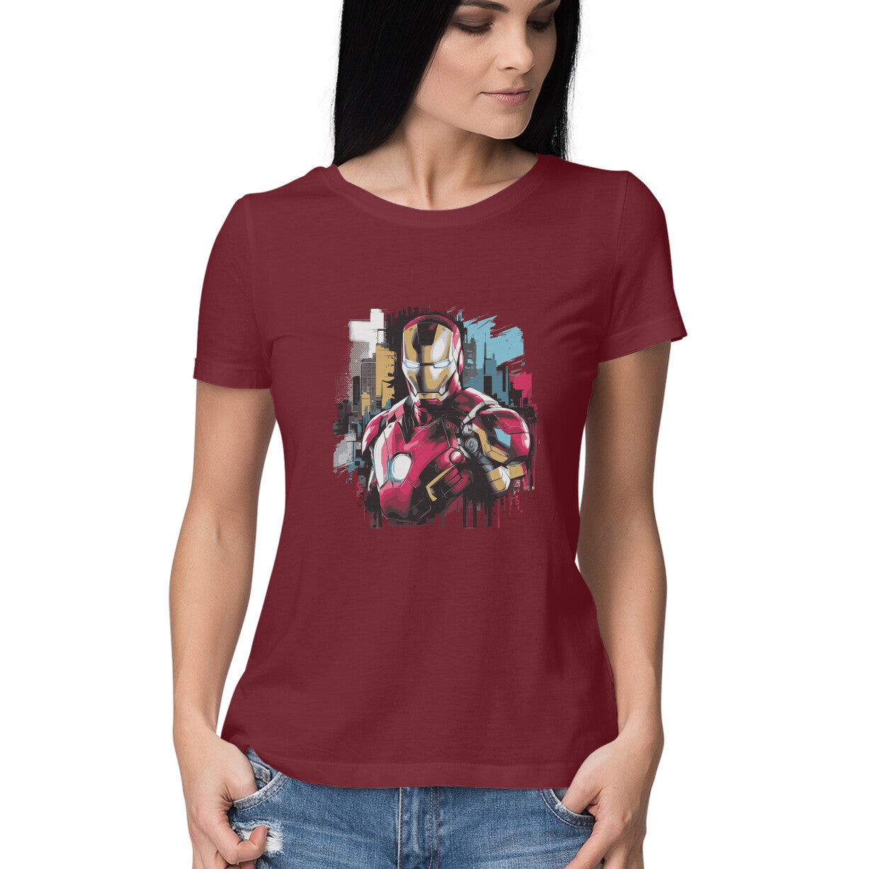 Round Neck Iron Man T-Shirt for Women