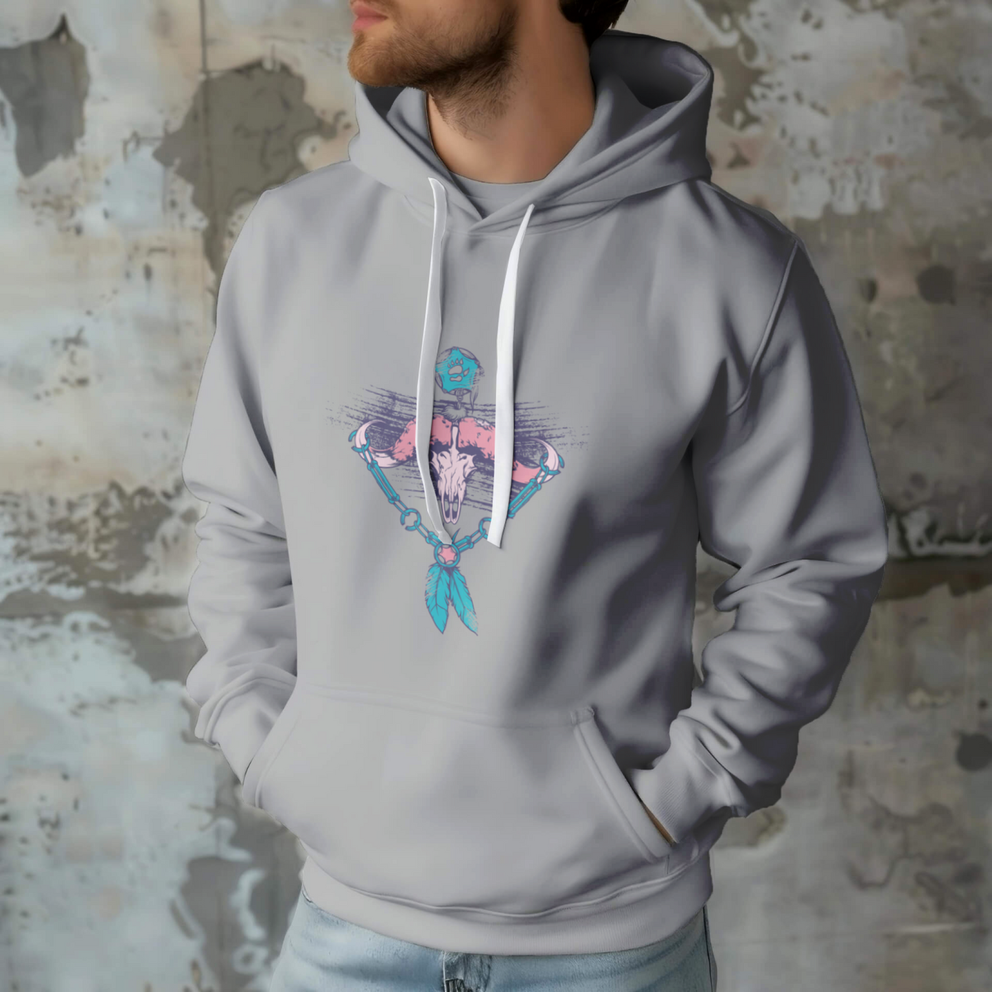 Regular Fit Skull Printed Unisex Hoodie - Casual Koala