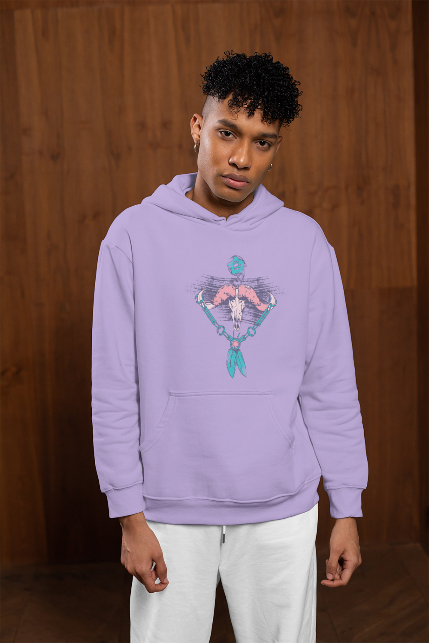 Regular Fit Skull Printed Unisex Hoodie - Casual Koala