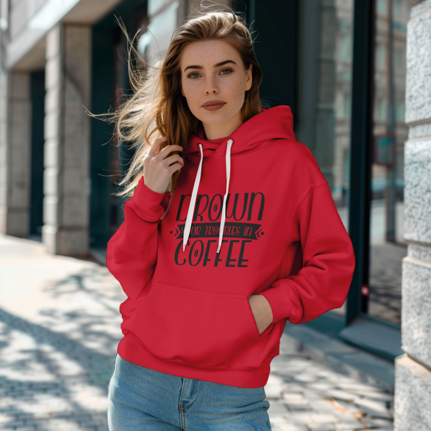 Drown Your Trouble in Coffee Printed Unisex Hoodie - Casual Koala